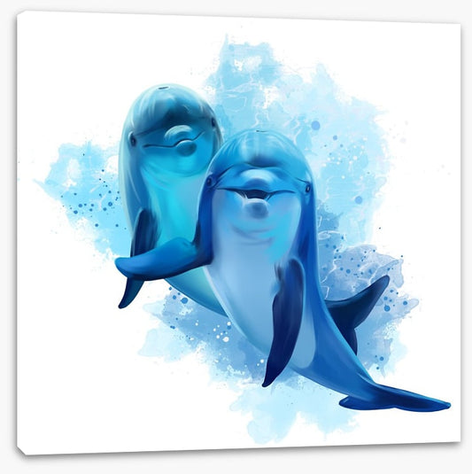 Two blue dolphins