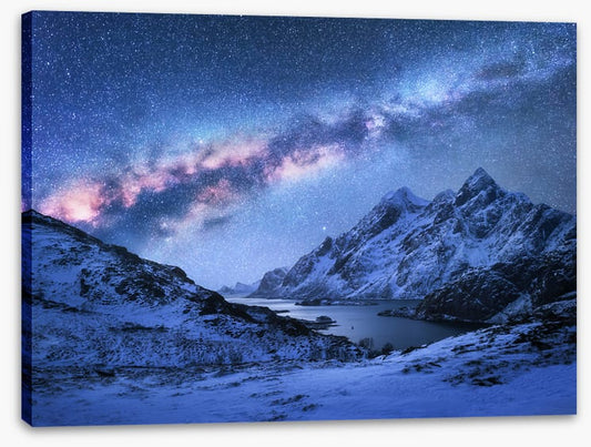 Lofoten fjord by night