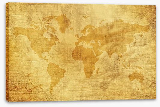 Yellowed world map