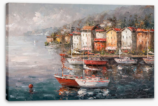 Stormy harbour sailboats