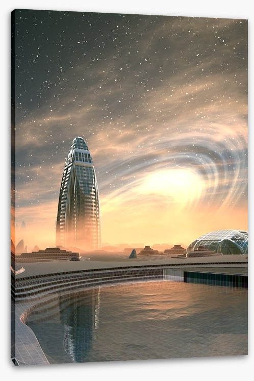 Below the shimmering sky