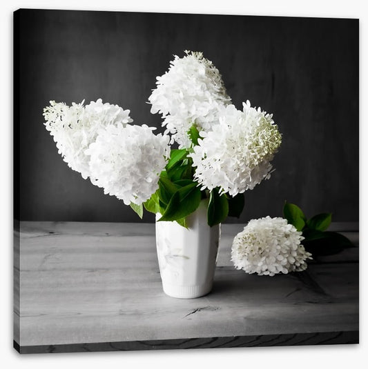White hydrangea vase