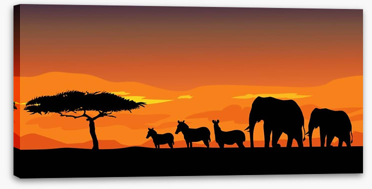 African safari at sunset