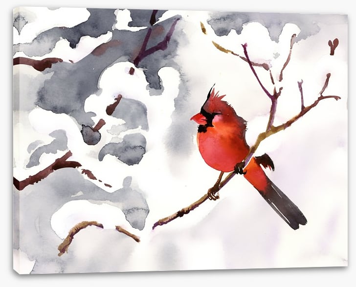 Red snow bird