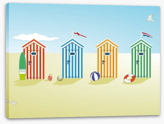 Colourful beach huts