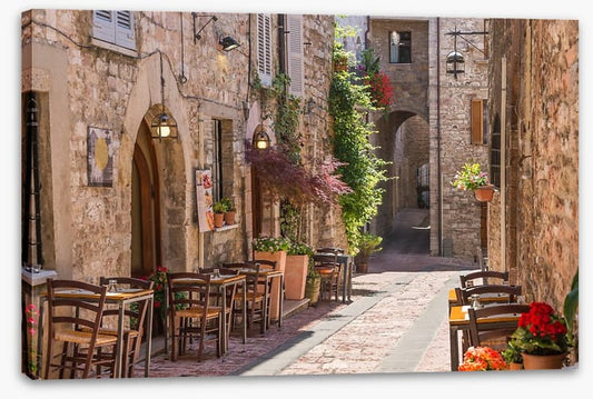 Cobbled street cafe, Italy
