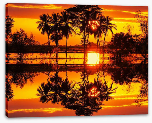 Blazing sunset reflections