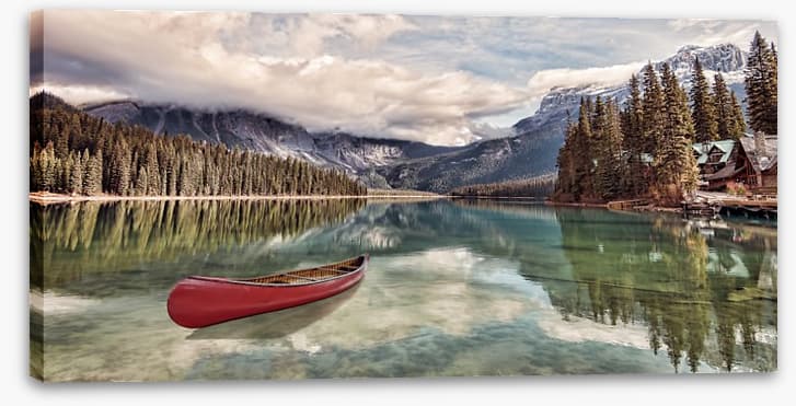 Red canoe reflections