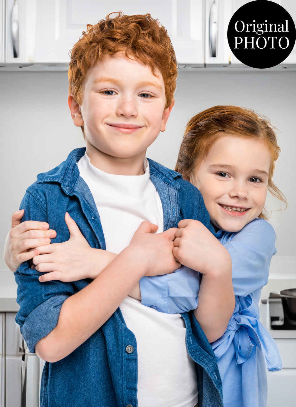 Children Black & White Artistic Design Custom Portrait | Stretched Canvas