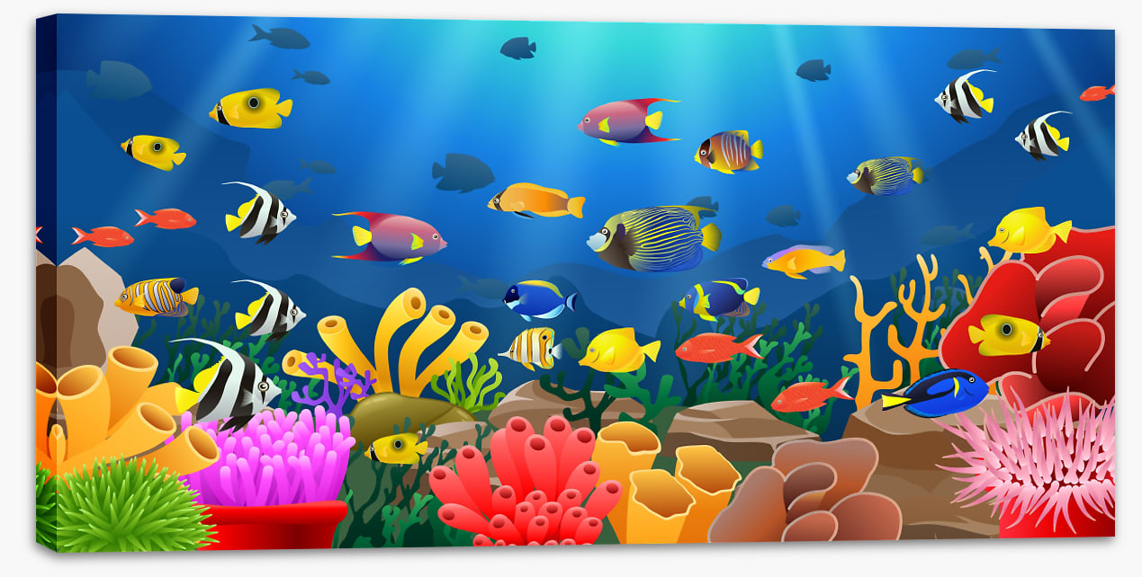 Sunbeams, fish and coral (Custom)