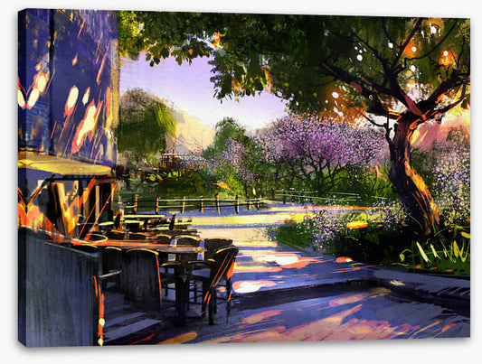 Dappled sunlight cafe