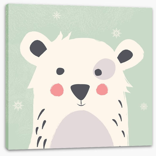 Polar bear with snowflakes