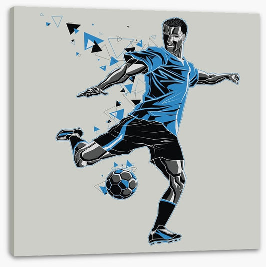 The soccer player in blue