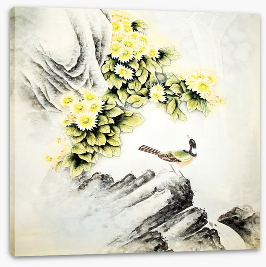 Waterfall blossom bird