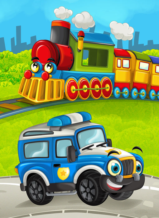Police truck and train
