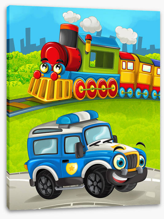 Police truck and train