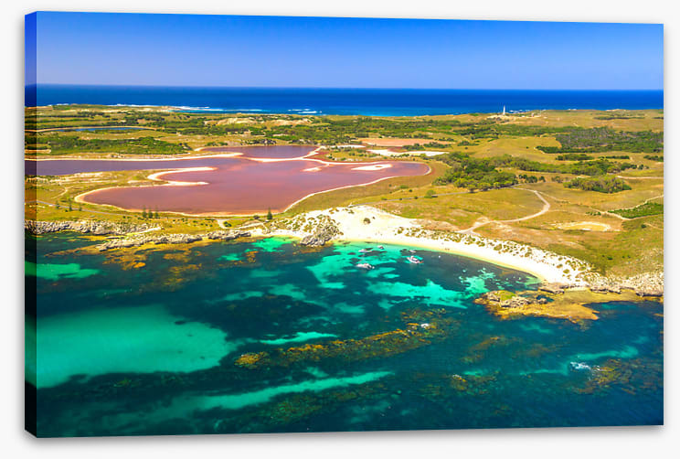 Pink lake shores