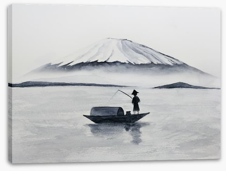 Fishing by Mount Fuji