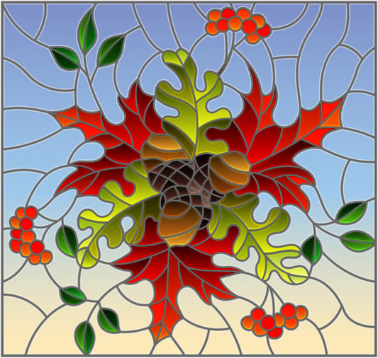 Autumn acorn window