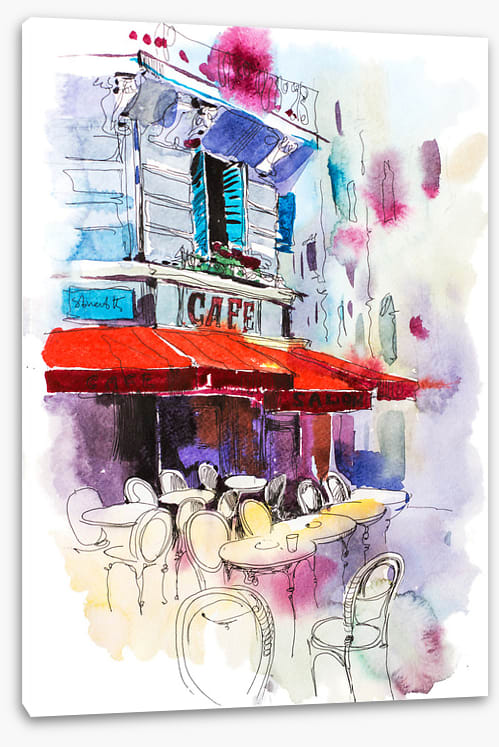 Under the red awning