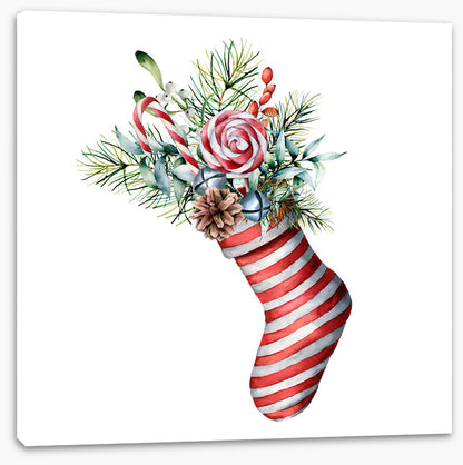 In the striped stocking