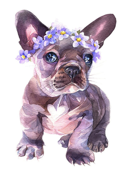 Flower crown Frenchie