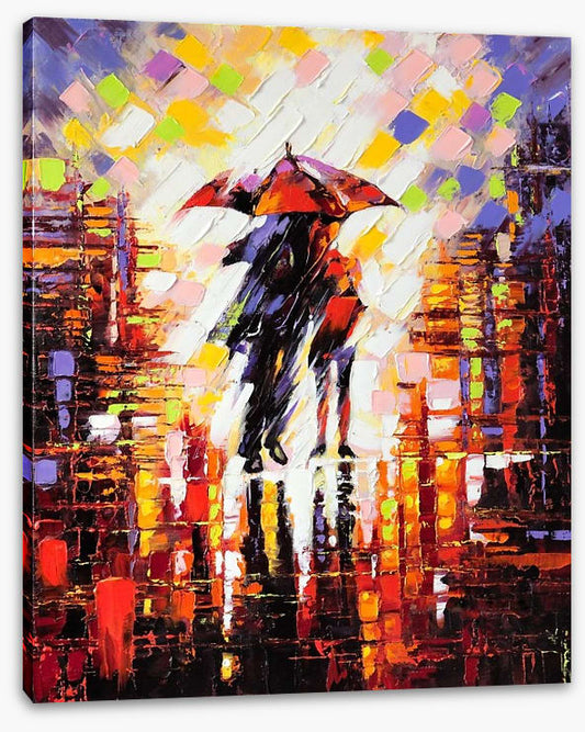 Under an umbrella