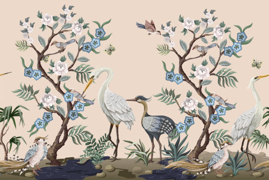 Heron garden chinoiserie
