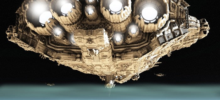 Behind the battleship