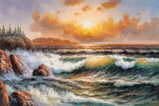 Wild wave sundown