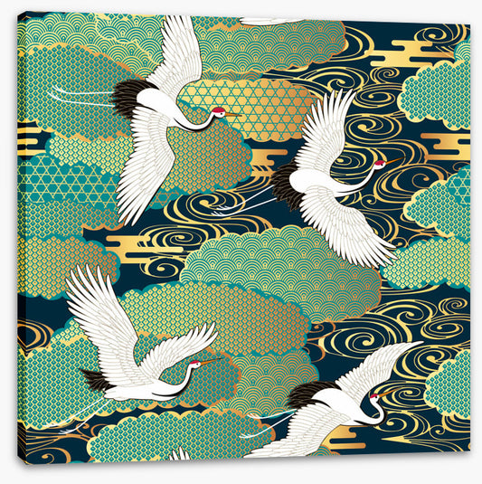 Cranes in the clouds