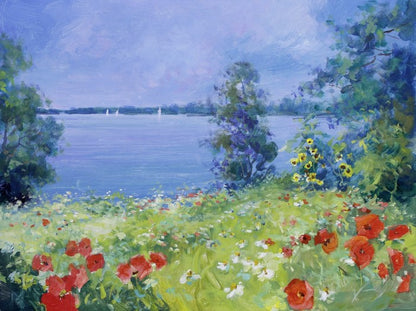 Poppies by the lake