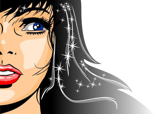 With sparkles in her hair