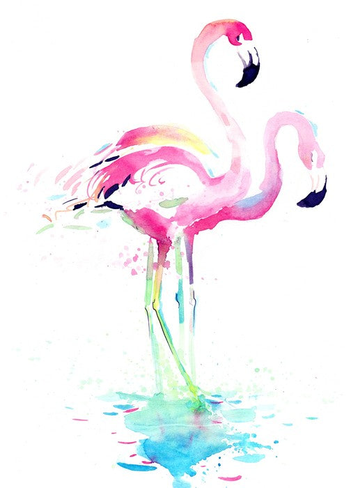 Pink flamingo watercolour