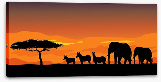 African safari at sunset