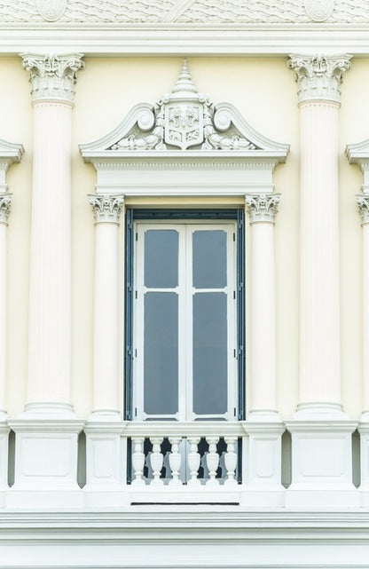 Behind the balcony