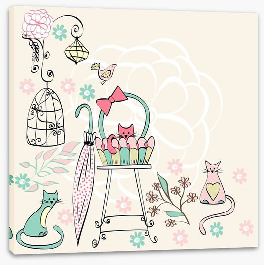 Kittens and flowers