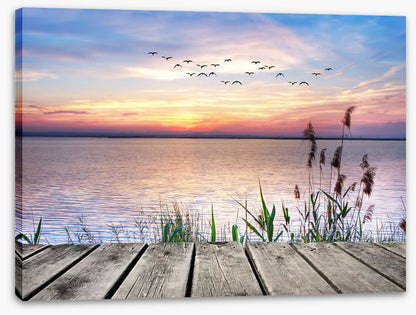 Across the sunset lake
