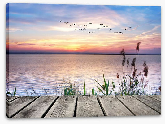 Across the sunset lake