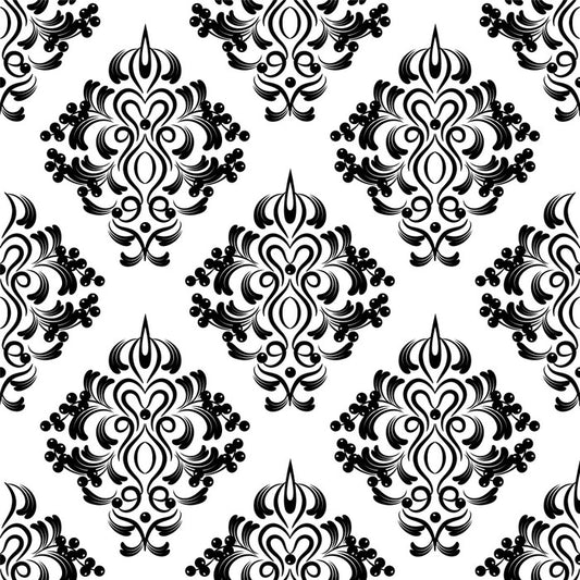 Black and white damask