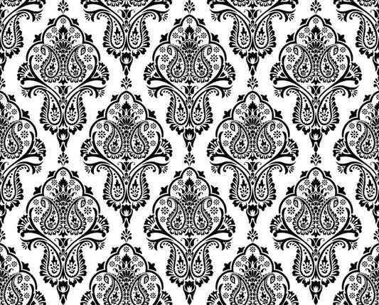 Black and white damask