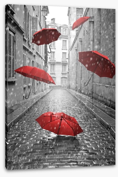 Red umbrellas