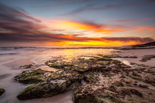 Rocky beach sundown