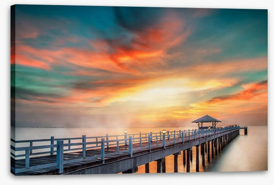 Dramatic pier sunset