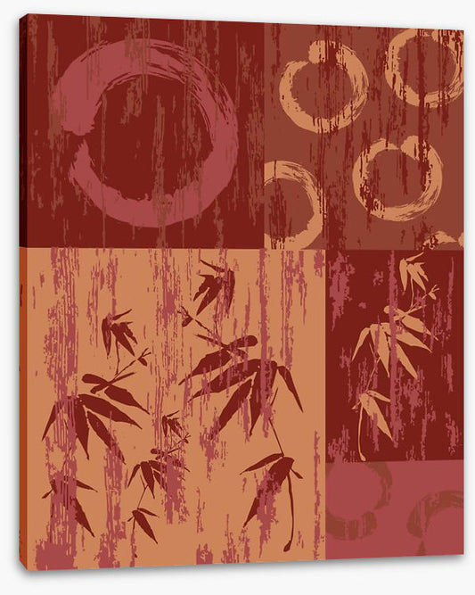 Zen circle and bamboo red