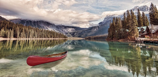 Red canoe reflections
