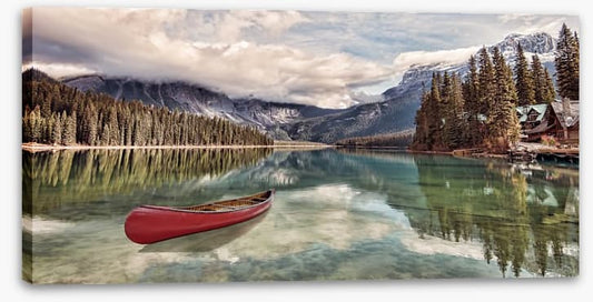 Red canoe reflections