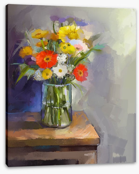 In the glass vase