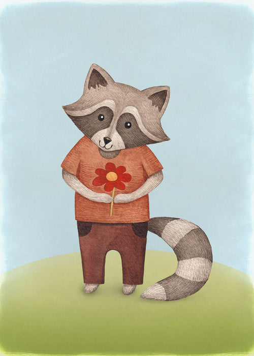Red flower raccoon