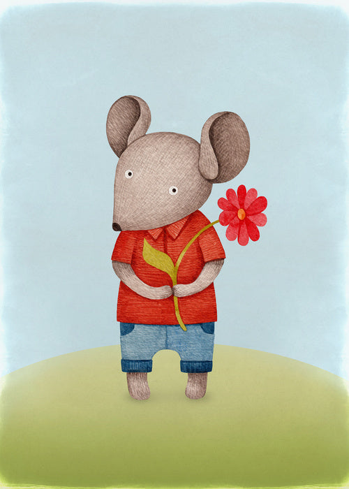 Red flower mouse
